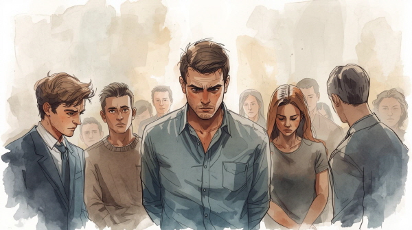 주변 사람들은 ENTJ의 죄책감을 직접 알아차리기 어려울 수 있습니다. 대신 갑자기 더 예민해지거나 지시가 강해지는 모습을 통해 그 변화를 느끼게 됩니다에 관한 그림입니다.