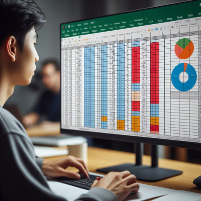 엑셀 스프레드시트에서 그래프를 작성하는 사람