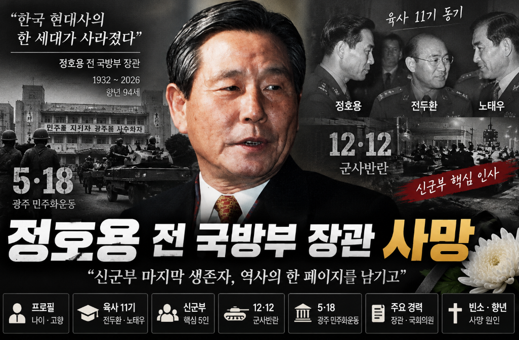 정호용 전 국방부 장관 사망|프로필·나이·재산·5·18·전두환·신군부