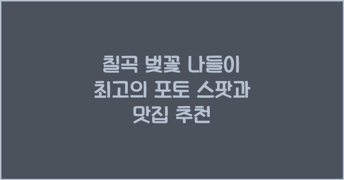 칠곡 벚꽃 나들이