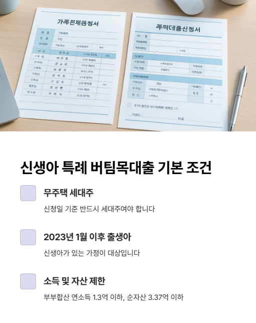 신생아 특례 버팀목대출 기본 조건