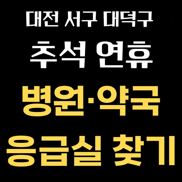 추석 대전 서구 대덕구 응급실·병원·약국 찾기