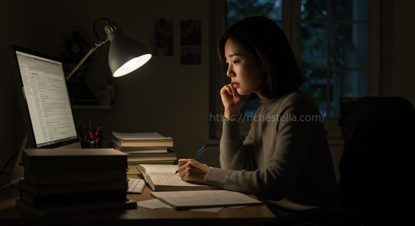 학자금대출에 대해 알아보는 20대 여성