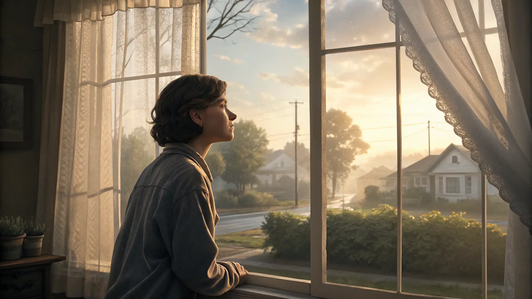 창밖을 바라보는 모습