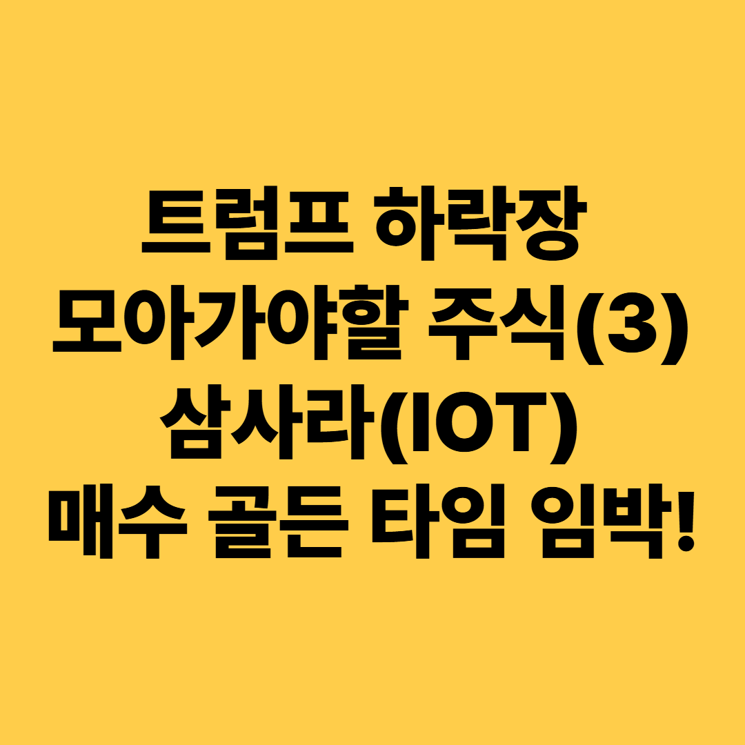트럼프 하락장 모아가야할 주식 삼사라(IOT)