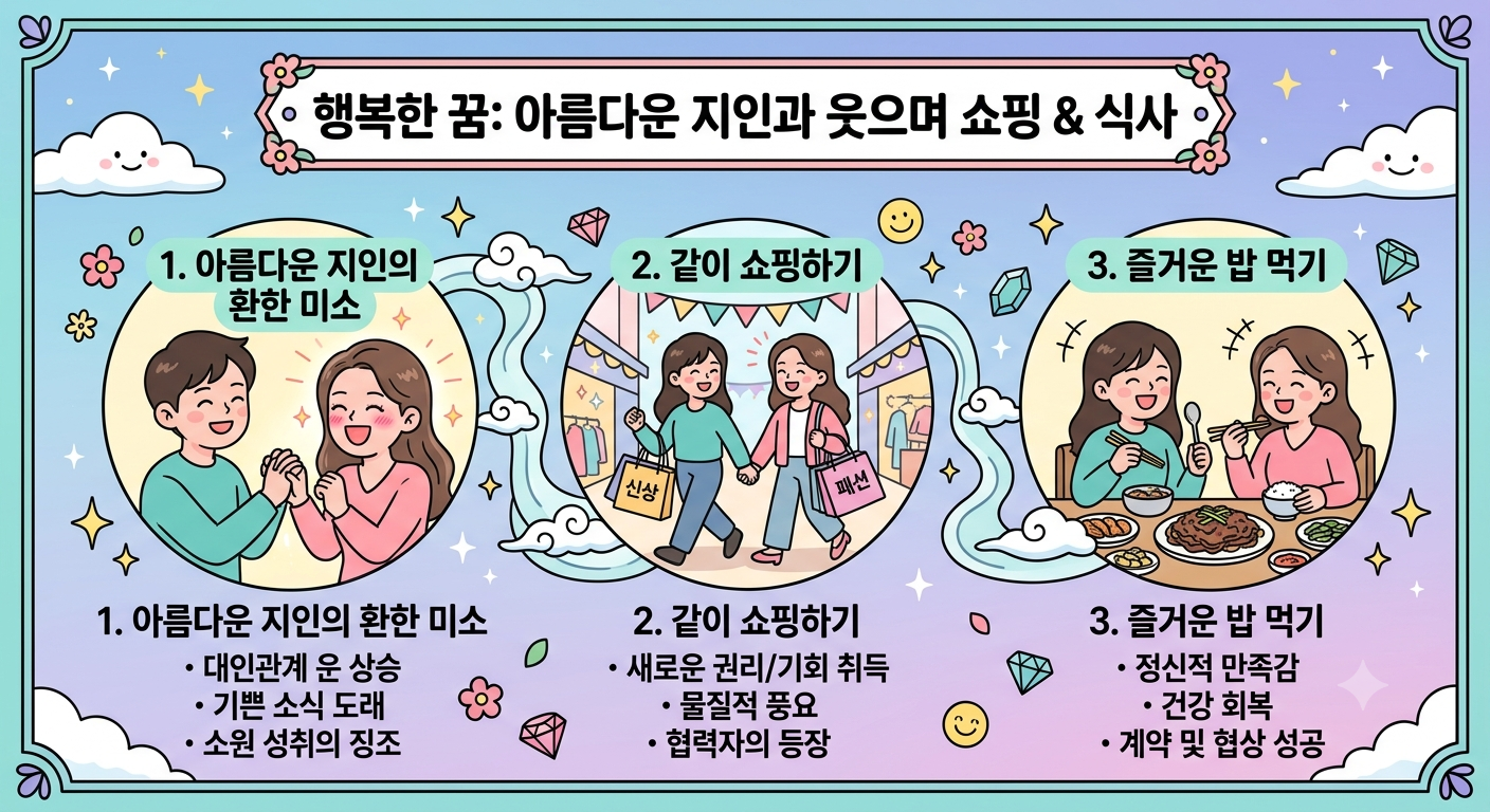 아름다운 지인과 웃으며 쇼핑하고 밥 먹는 꿈 : 나에게도 귀인이? 최고의 길몽 5!!