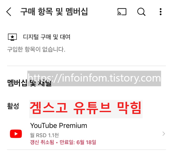 겜스고 유튜브 가족그룹 막힘