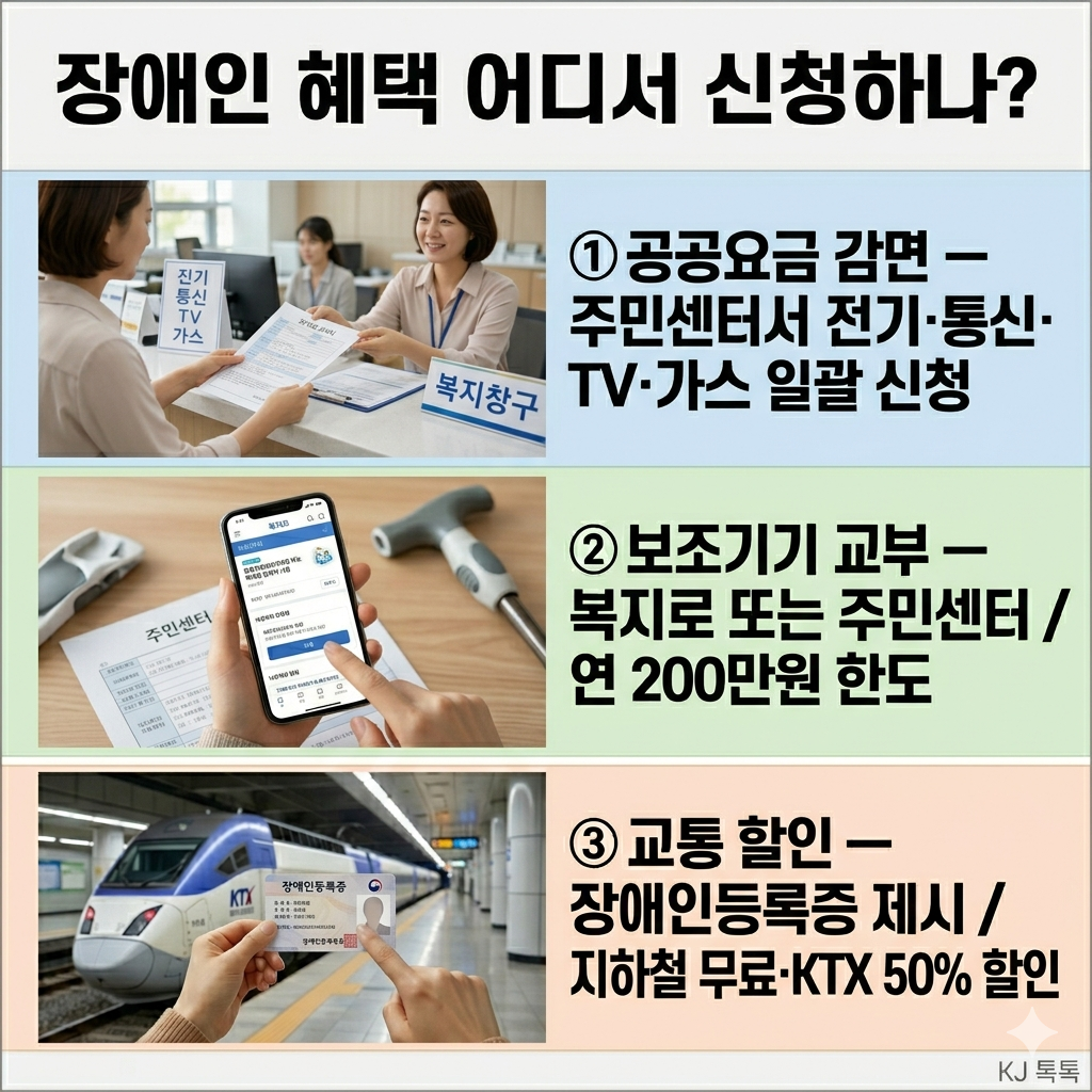 [장애인 복지 3편] 2026 공공요금 감면&middot;보조기기&middot;교통 할인 완벽 정리