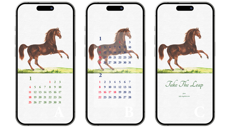 03 빈티지 갈색 말 그림 ABC - 2026년1월 아이폰배경화면