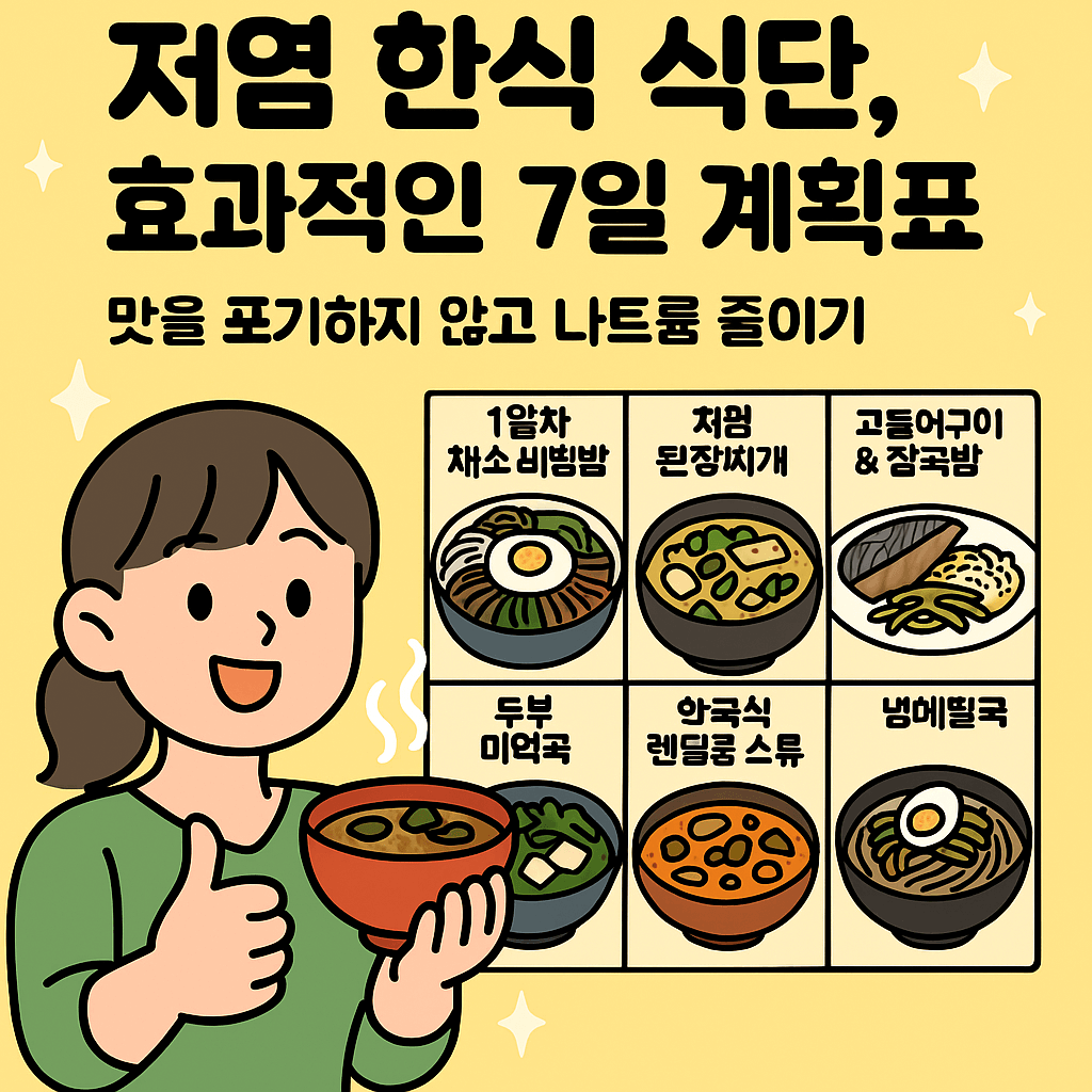 저염 한식 식단 효과적인 7일 계획표