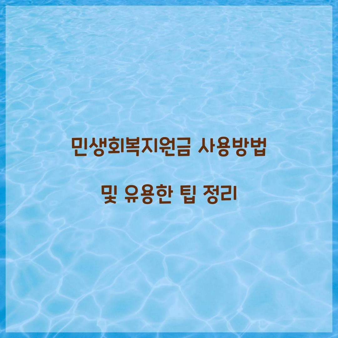 민생회복지원금 사용방법