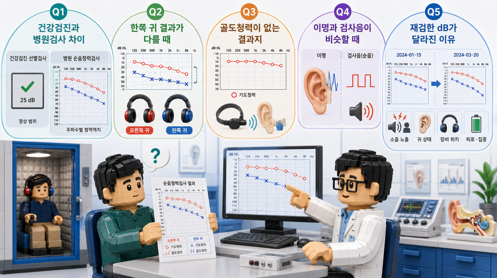 순음청력검사 결과에서 자주 묻는 질문 5가지 Q&A 의료 인포그래픽