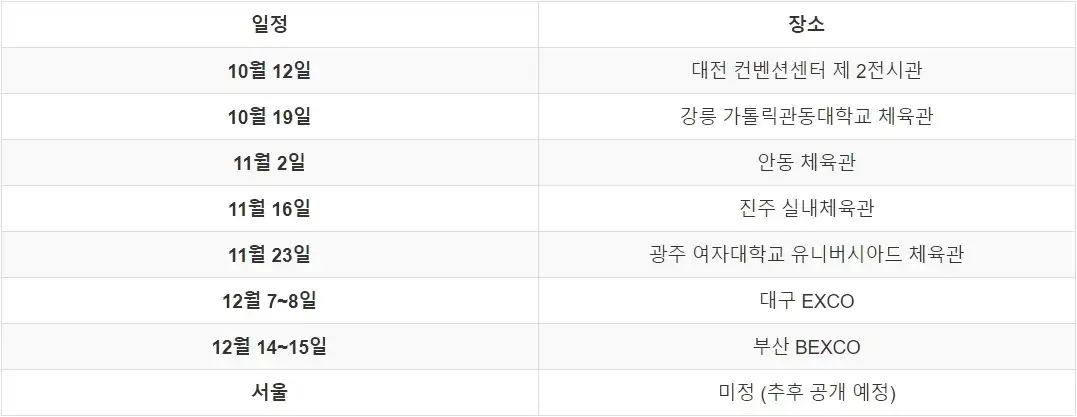 나훈아콘서트 일정 장소