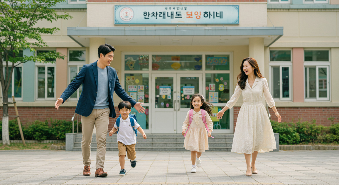 유괴 위험 상황 방지하기 위해 데리러 오는 부모님 이미지