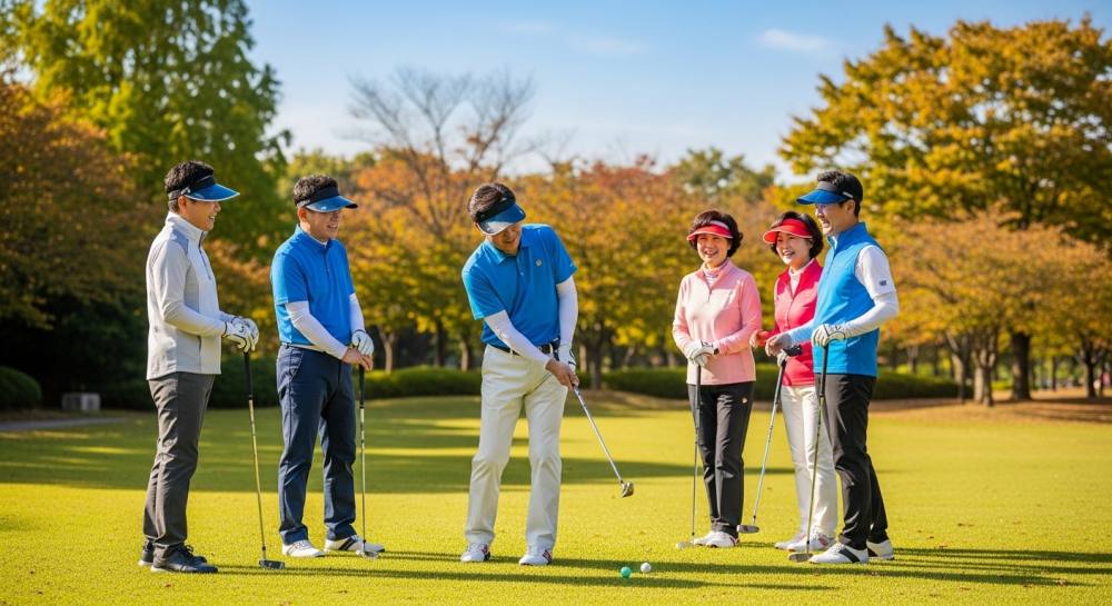 파크골프 모여서 하는 사진