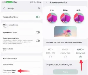 QHD 해상도 활성화