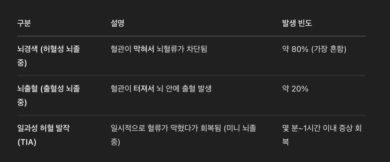 뇌졸중의 종류