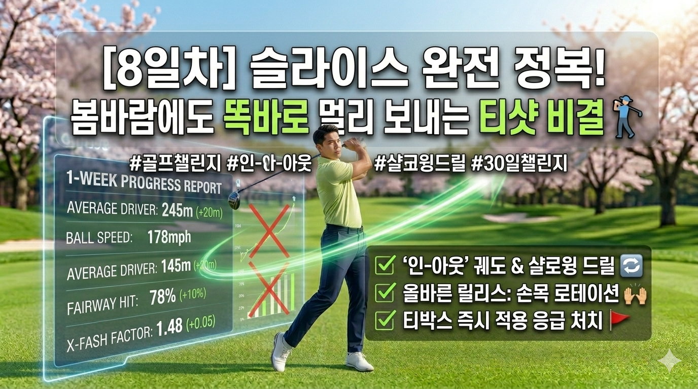 [8일차] 슬라이스 완전 정복! 봄바람을 뚫는 똑바른 티샷 비결 🏌️&zwj;♂️