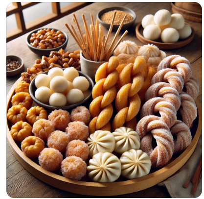 꽈배기, 만두, 도넛