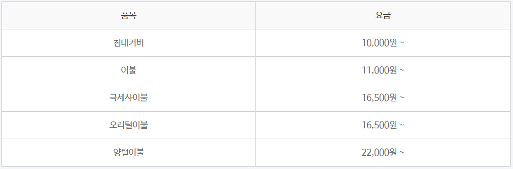 크린토피아세탁가격