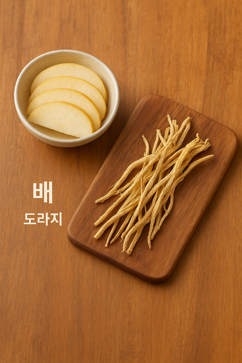 배도라지차를 만들기위해 재료 준비하는 모습