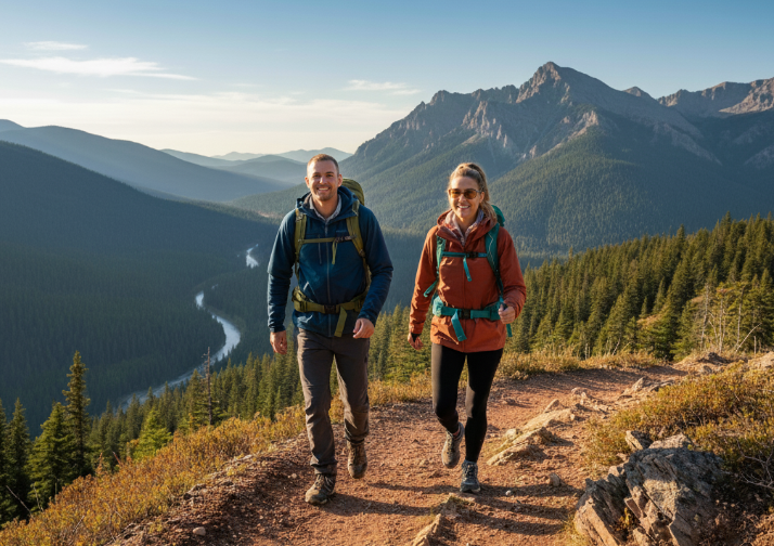 트레킹 즐기는 40대 남녀