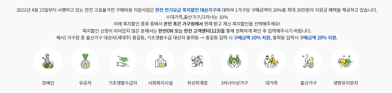 한전 고효율 가전제품 구매비용 지원사업 신청방법 대상