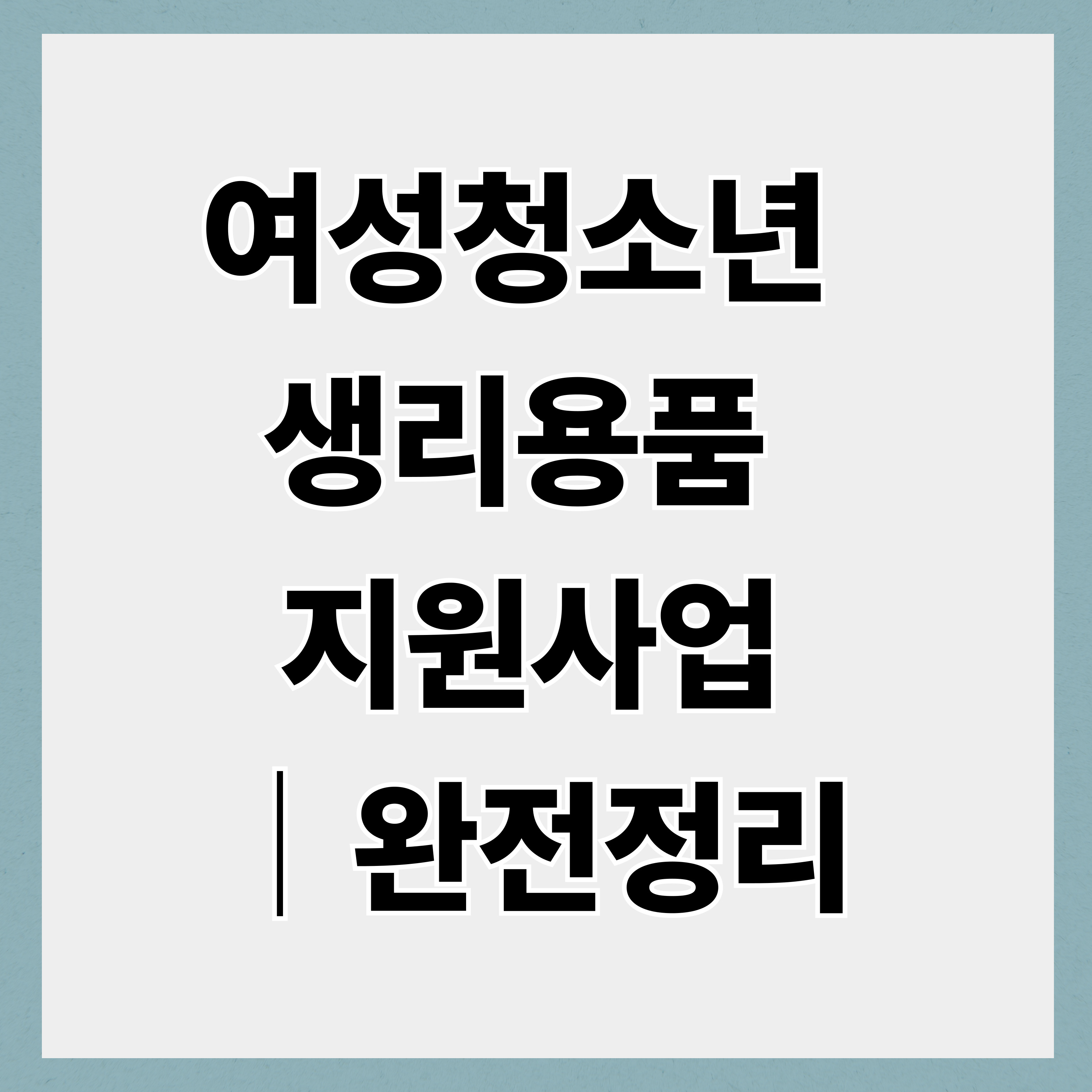 여성청소년 생리용품 지원사업|완전정리