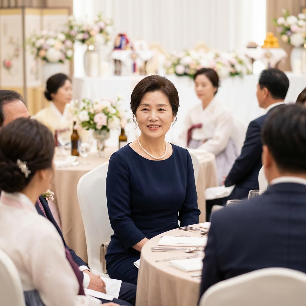 단아하고 기품 있는 친척 하객룩 연출