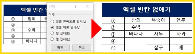 엑셀 칸 지우기