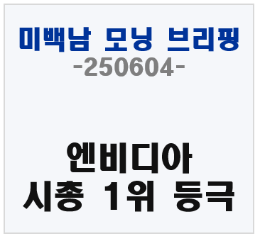 미백남 모닝 브리핑, 엔비디아가 미국 시총 1위로 다시 등극했다