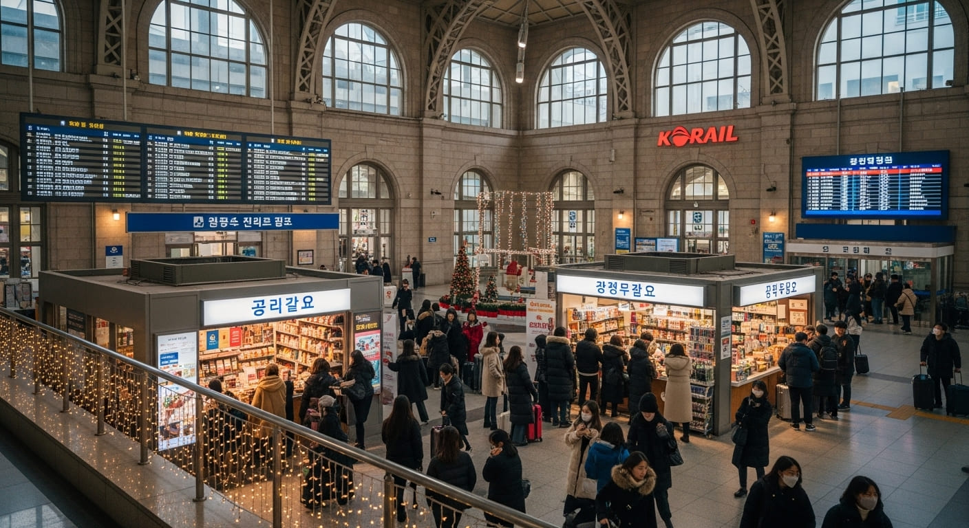 추석 기차표 대기좌석 신청을 위해 줄을 서는 모습