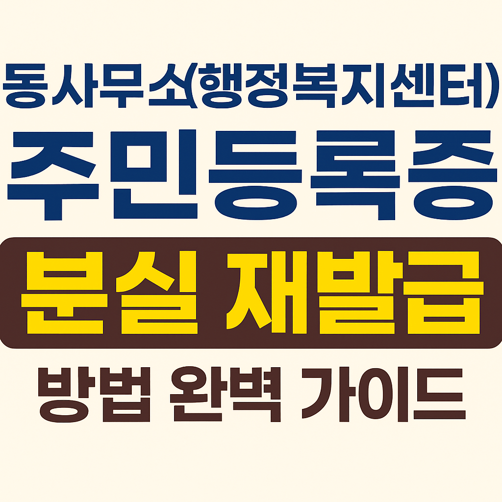 동사무소(행정복지센터) 주민등록증 분실 재발급 방법