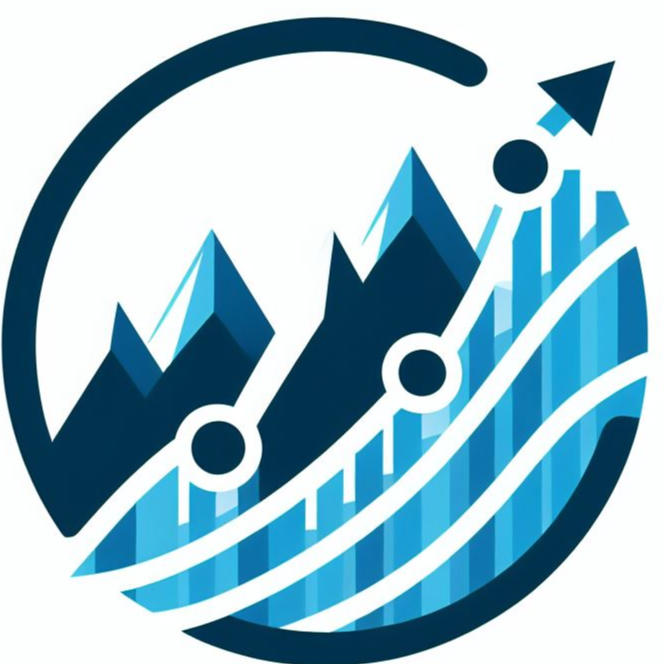 상승하는 산 모습의 로고