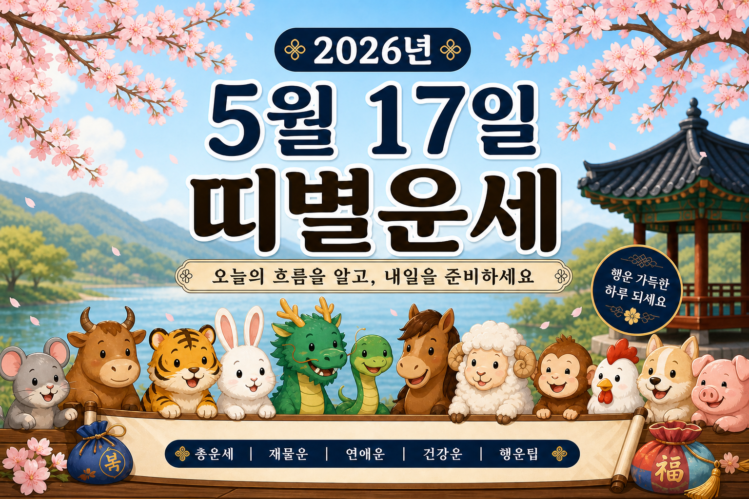 2026년 5월 17일 띠별운세 무료 보기 만세력 2D 이미지