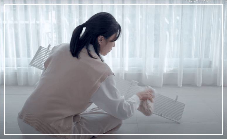 그릴 물기제거후 에어컨 표면 청소