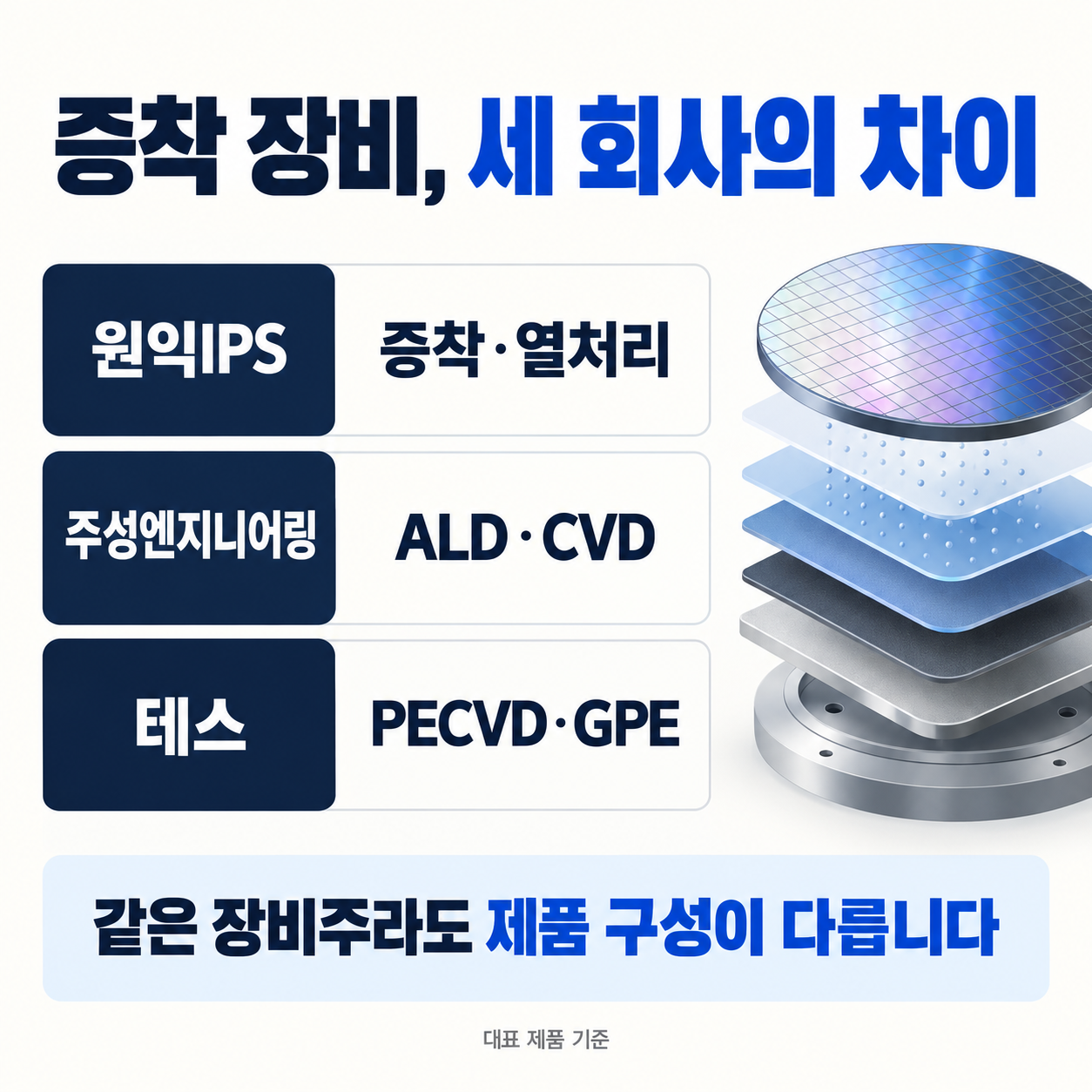 원익IPS&middot;주성엔지니어링&middot;테스의 대표 장비 비교