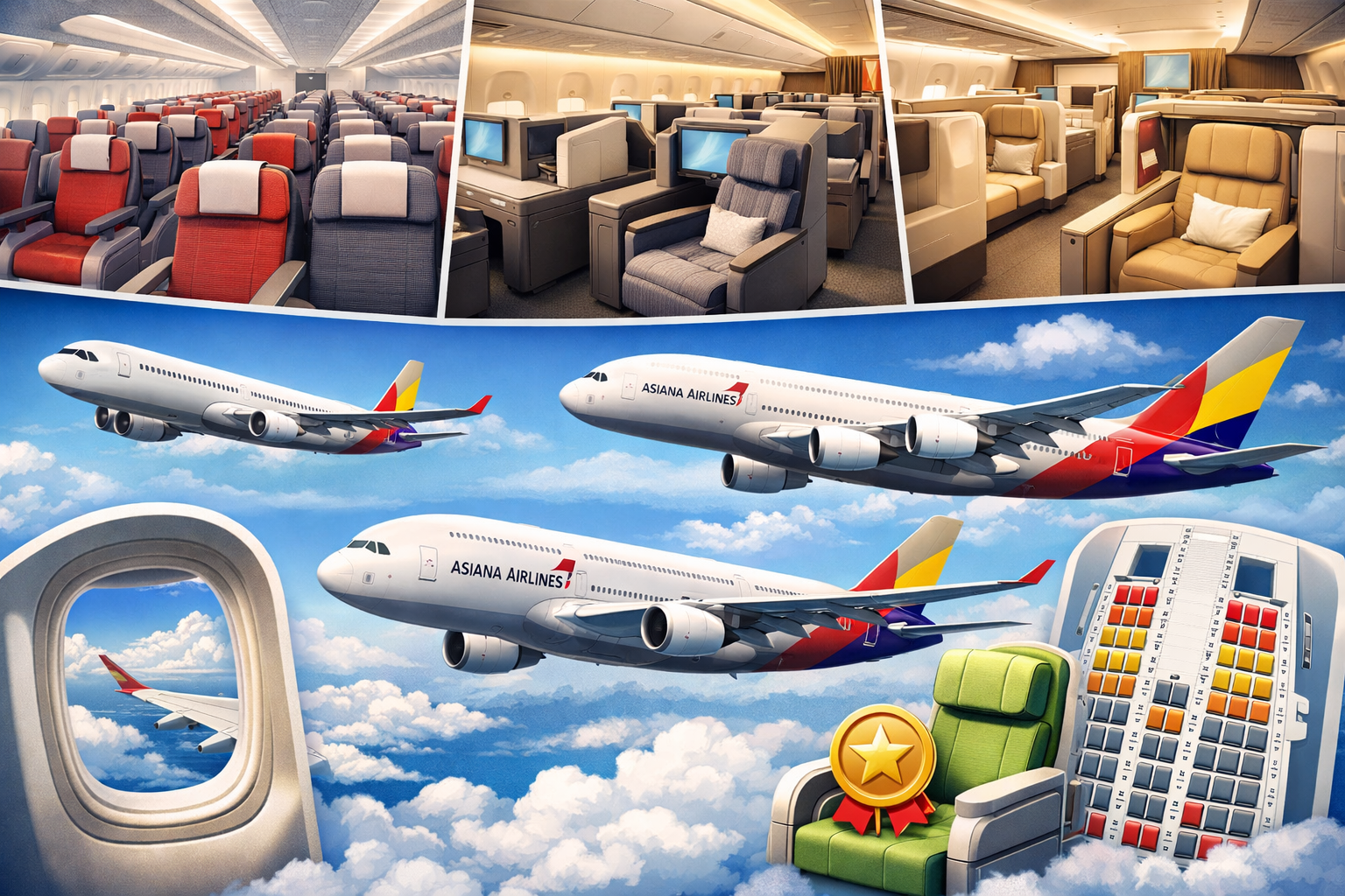 아시아나항공 좌석배치도 확인방법 총정리｜기종별 좌석추천 꿀팁 (+A350&middot;A321neo&middot;A380 비교) 관련 사진
