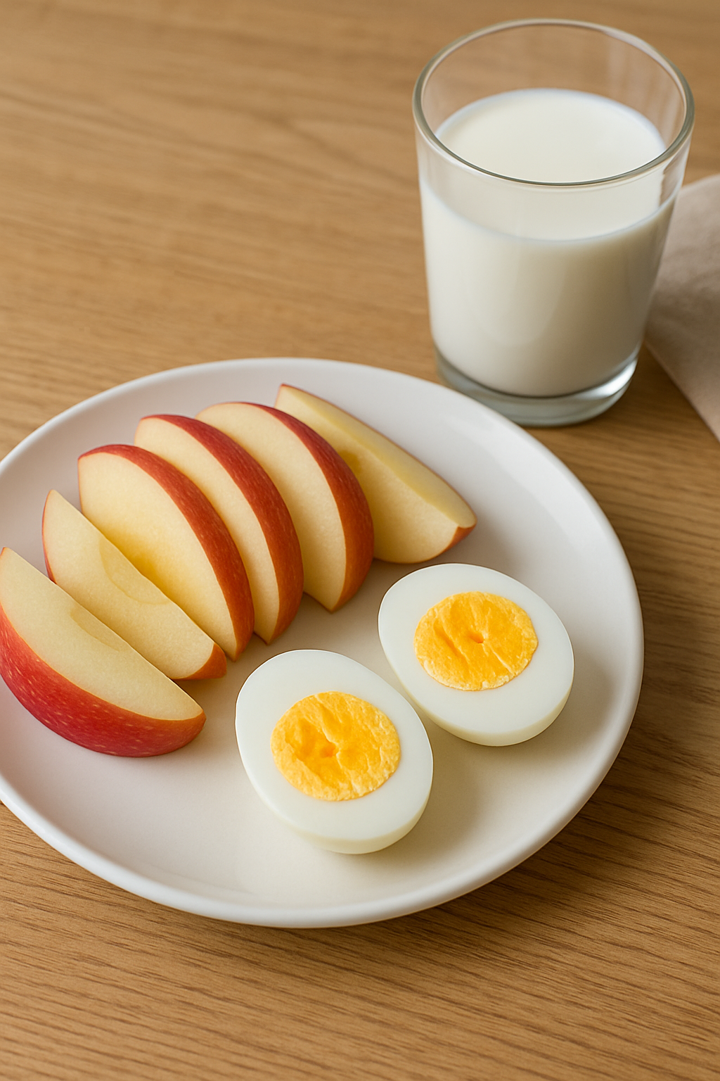 아침식사 사과와 삶은달걀
