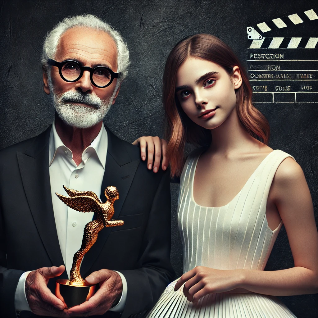 이 사진은 영화제에서 상을 받는 모습입니다.