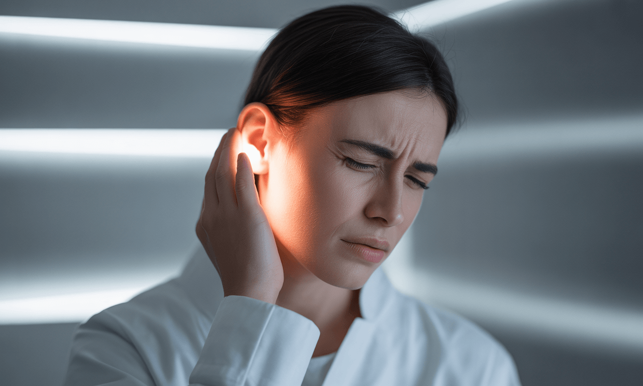 구안와사-전조증상-구별법-귀를-잡고있는-모습