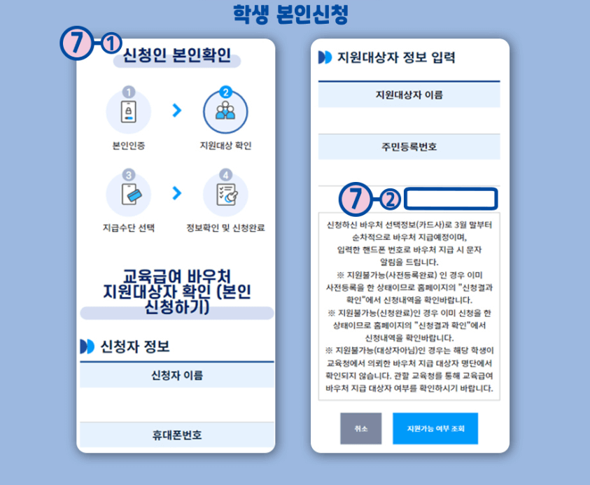 교육급여 바우처 신청절차4(@교육급여 바우처 홈페이지)