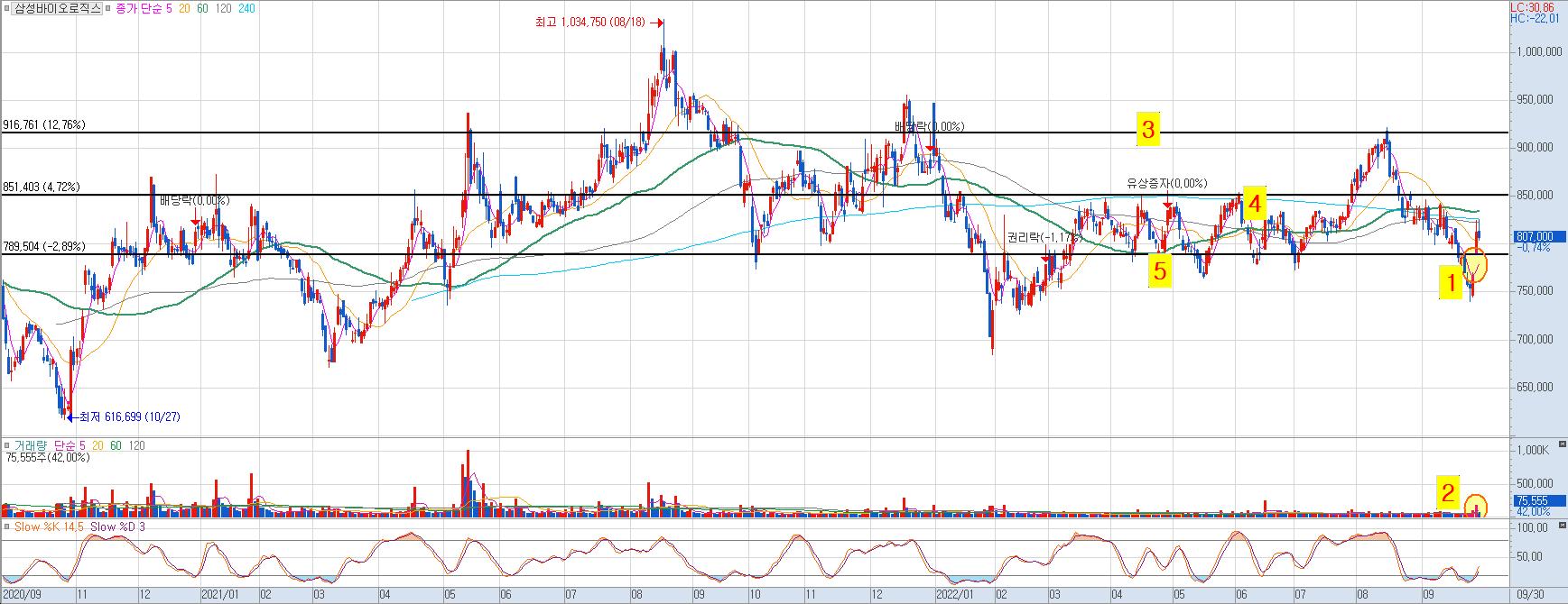 삼성바이오로직스 일봉차트