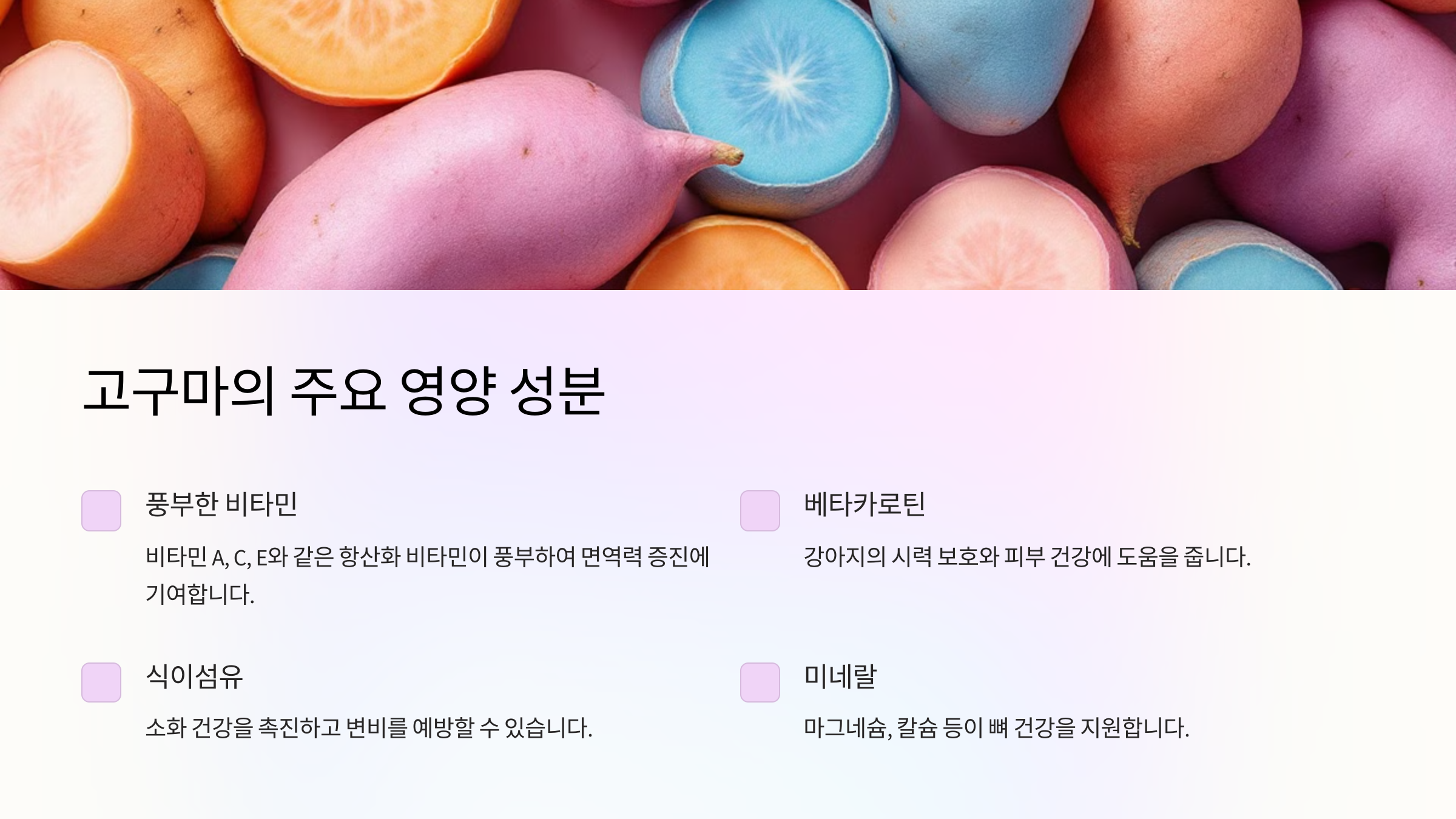 고구마의 주요 영양 성분