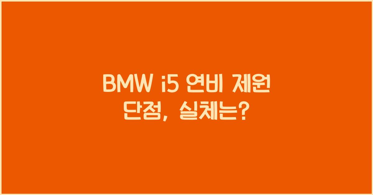 BMW i5 연비 제원 단점