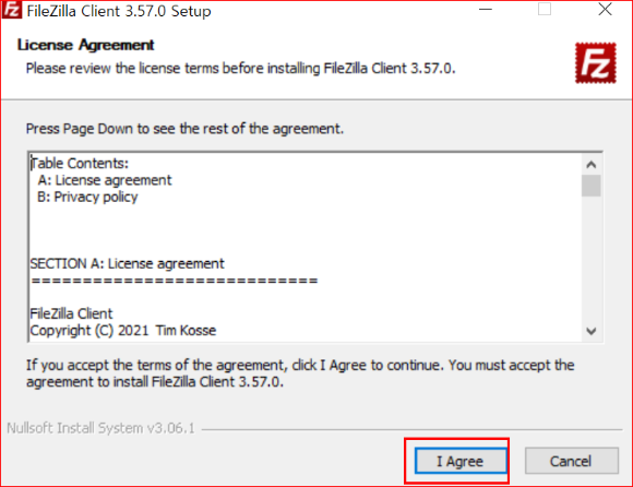 파일질라 설치 시작