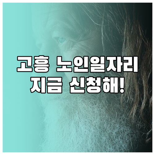 고흥군 노인 일자리 모집 시기 및 시..