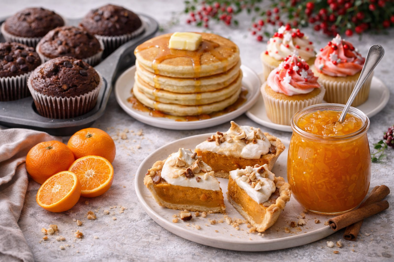 겨울 디저트, 귤 잼, 고구마파이, 핫케이크