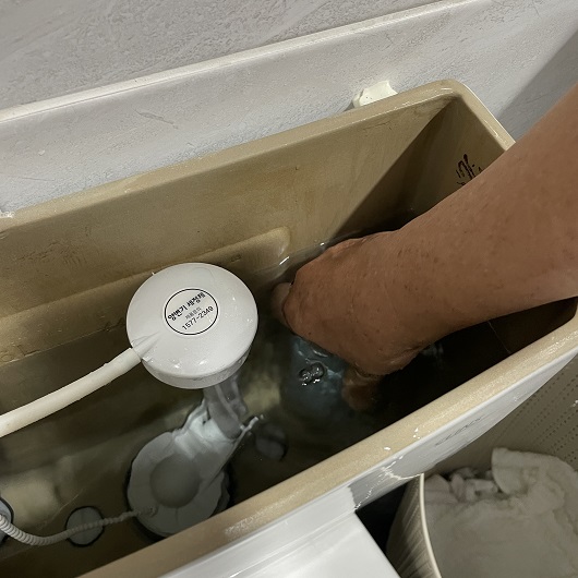 변기-세정제를-변기-수조에-넣고-있다.