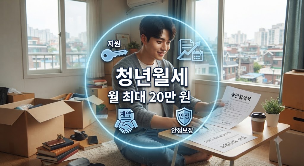 무주택 청년이 청년월세 혜택을 받고 마음에 드는 곳으로 이사하는 모습